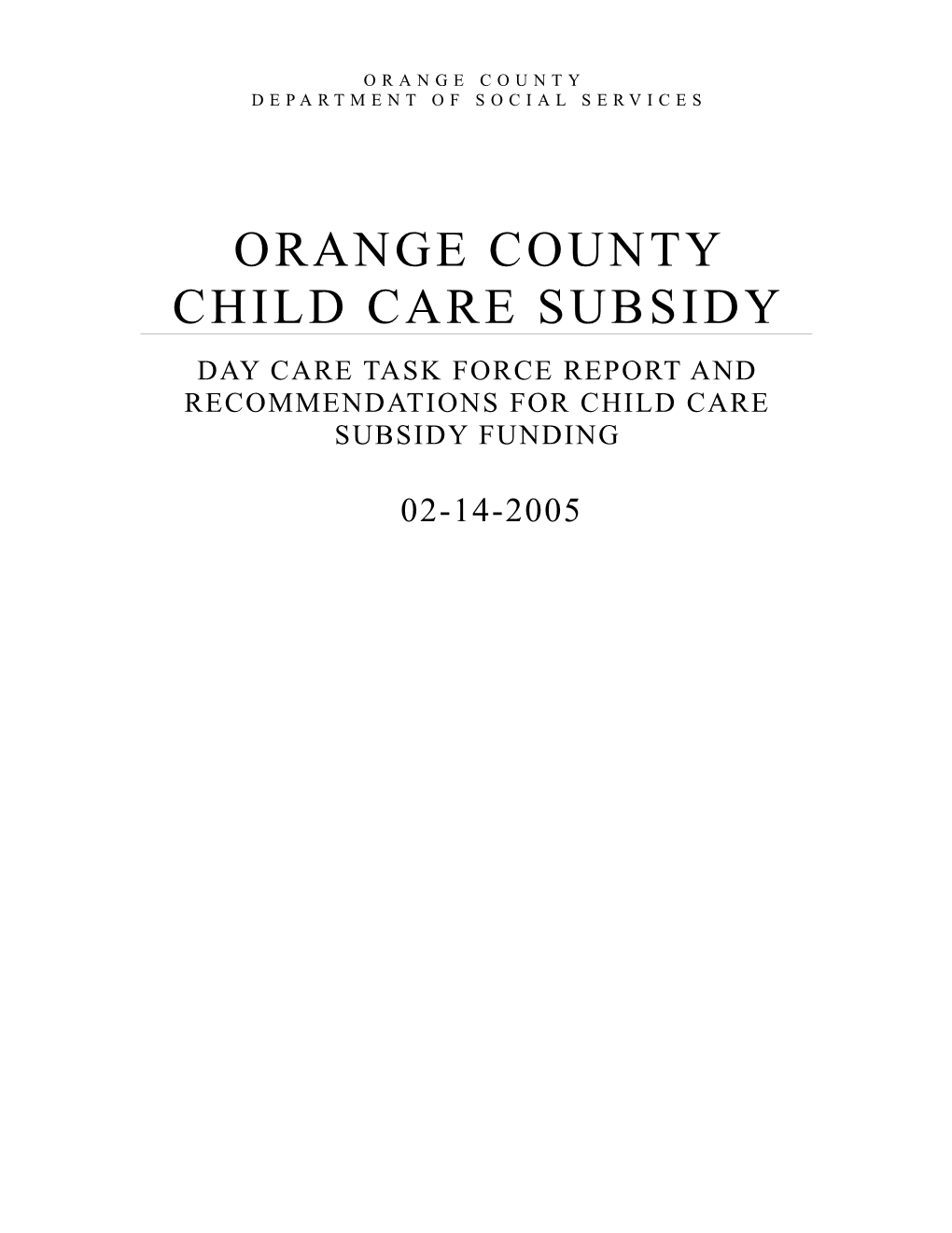 Orange County Child Care Subsidy