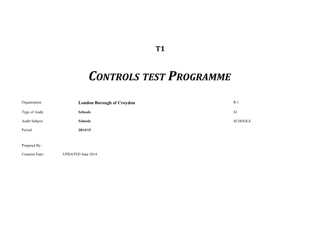 Controls Test Programme