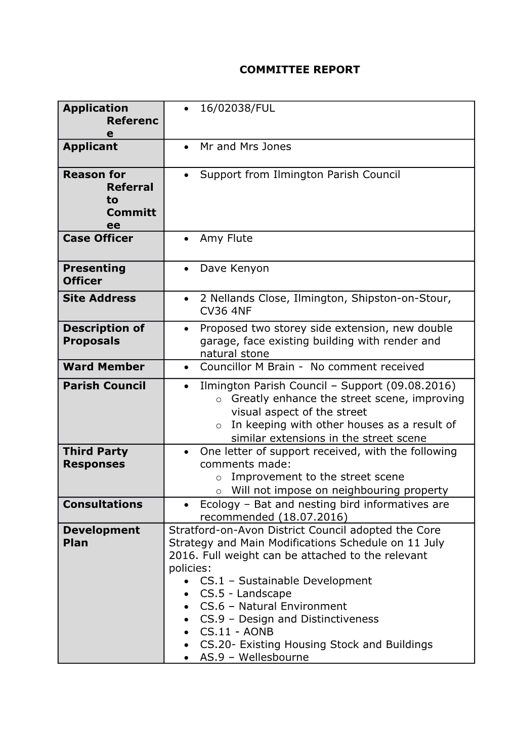 Reason for Referral to Committee