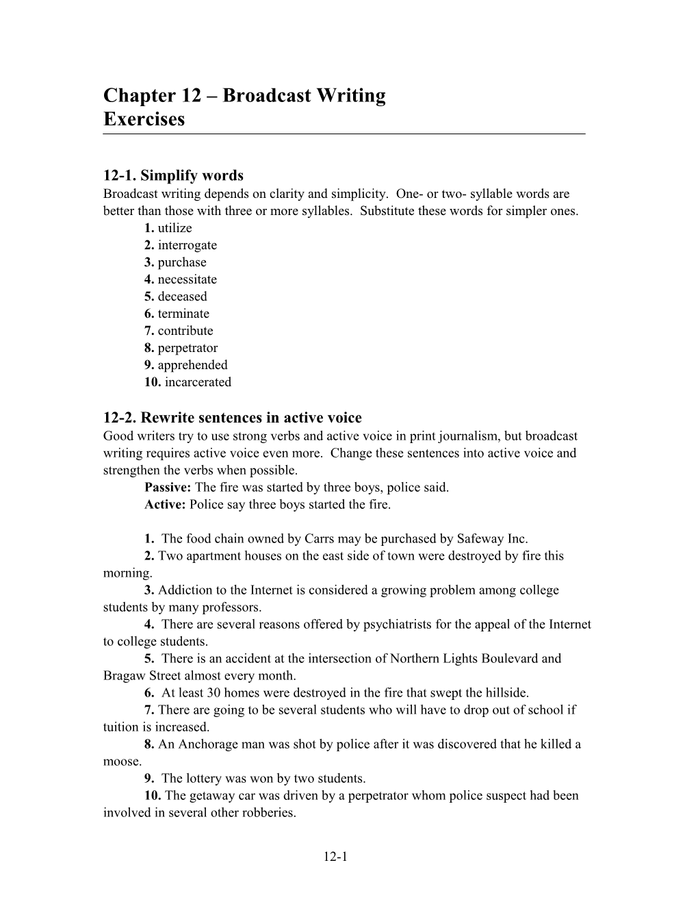 Chapter 12 Web Workbook Exercises