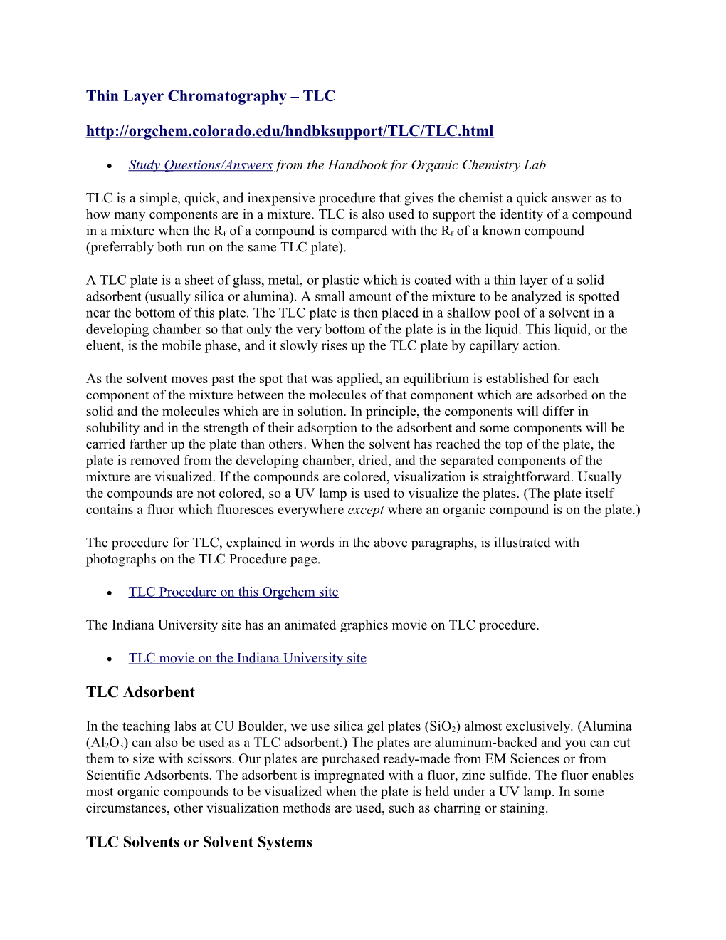 Thin Layer Chromatography TLC