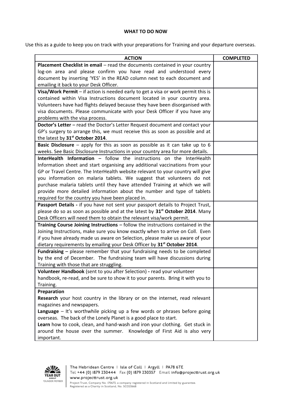 Visa and Work Permit Instructions