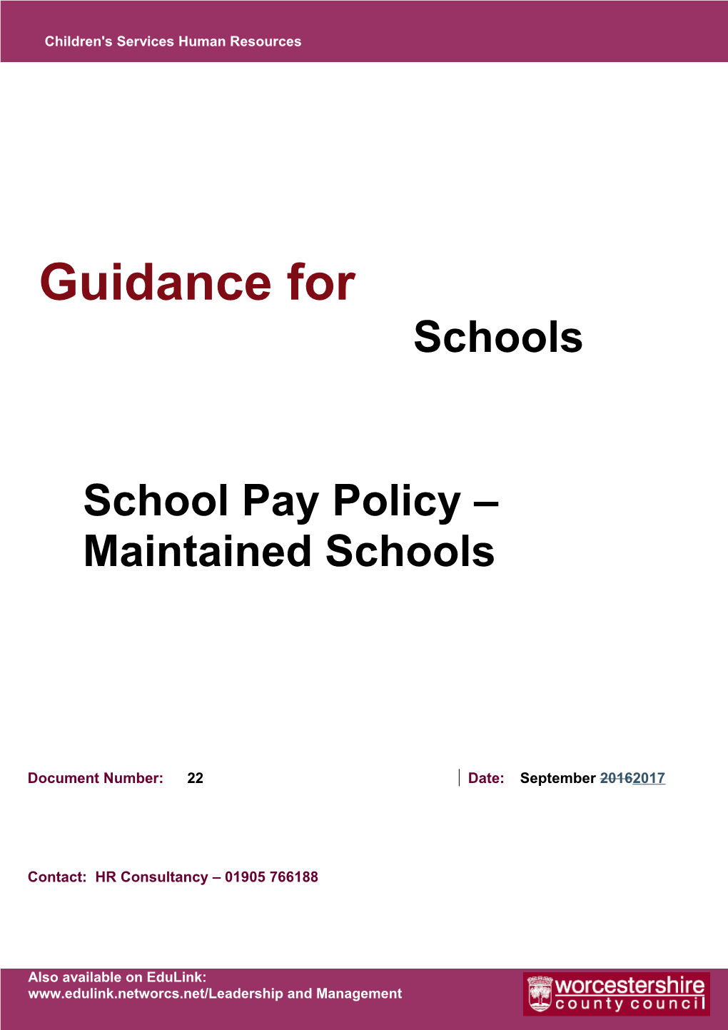 Pay Policy - Schools (Final Version) - Sept 2015