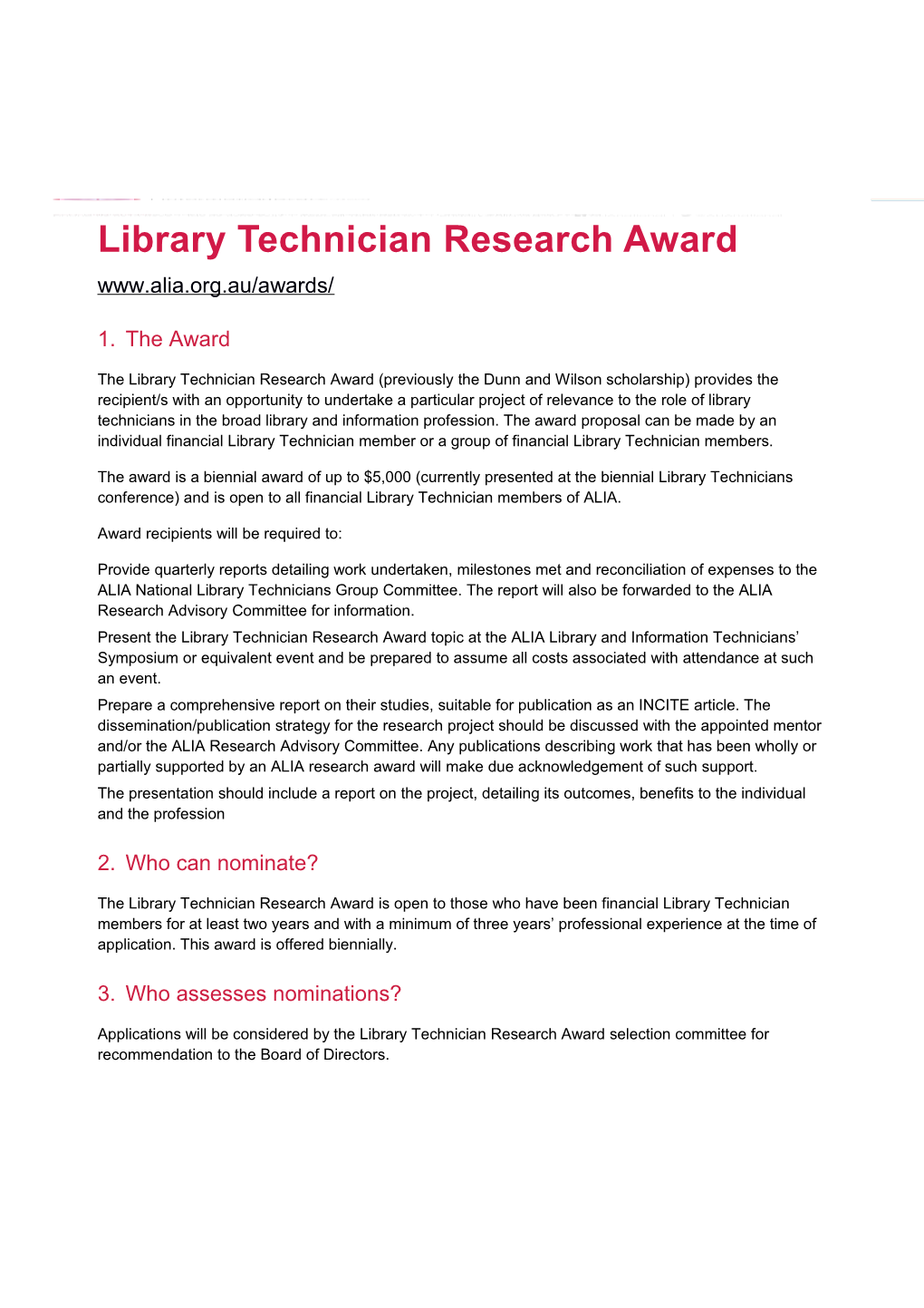 Library Technician Research Award