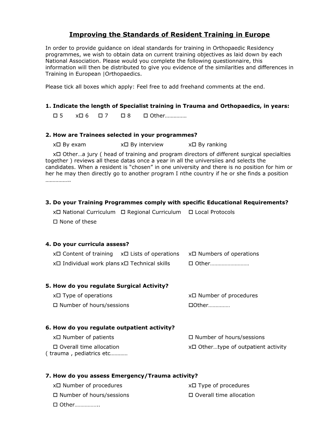 UEMS Recommendations for Homogeneous Resident Training