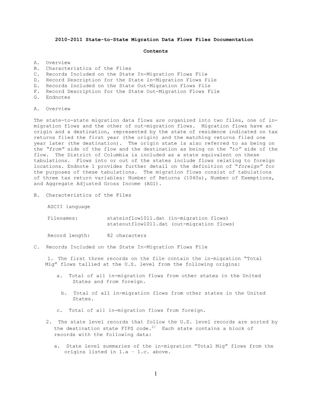 2010-2011 State-To-State Migration Data Flows Files Documentation