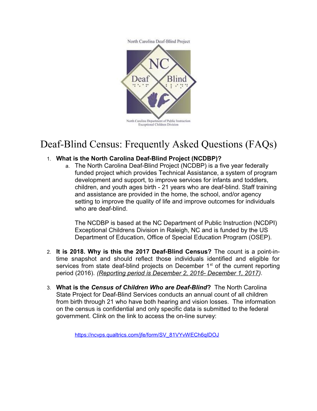 Deaf-Blind Census: Frequently Asked Questions (Faqs)