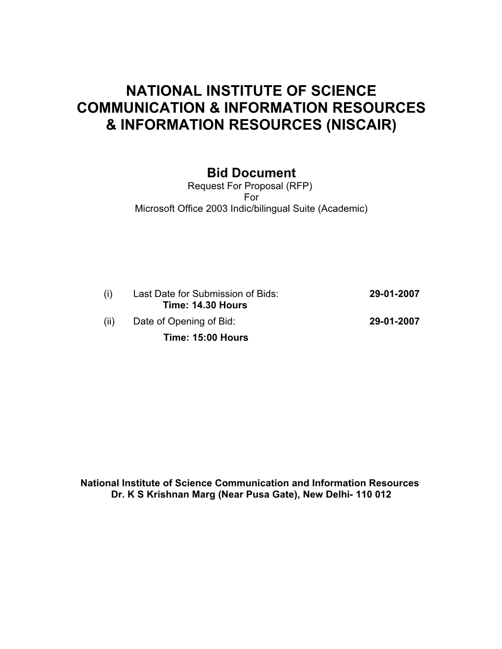 National Institute of Science Communication & Information Resources & Information Resources