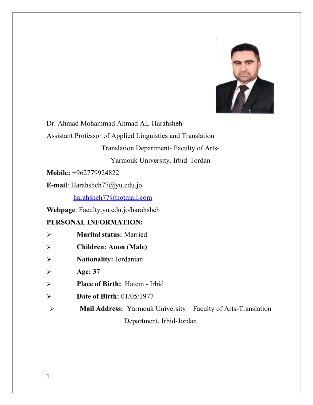 Dr. Ahmad Mohammad Ahmad AL-Harahsheh