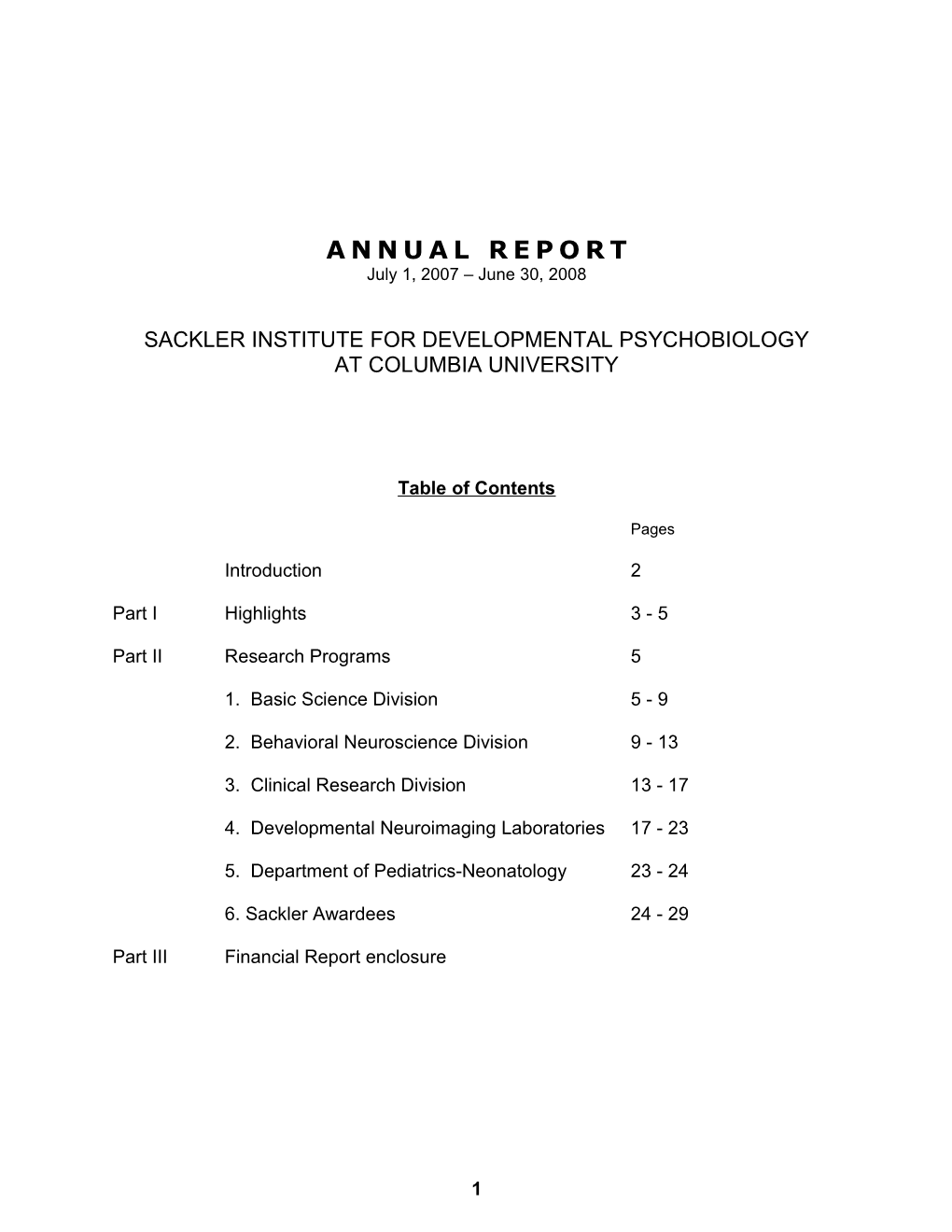 Sackler Institute for Developmental Psychobiology