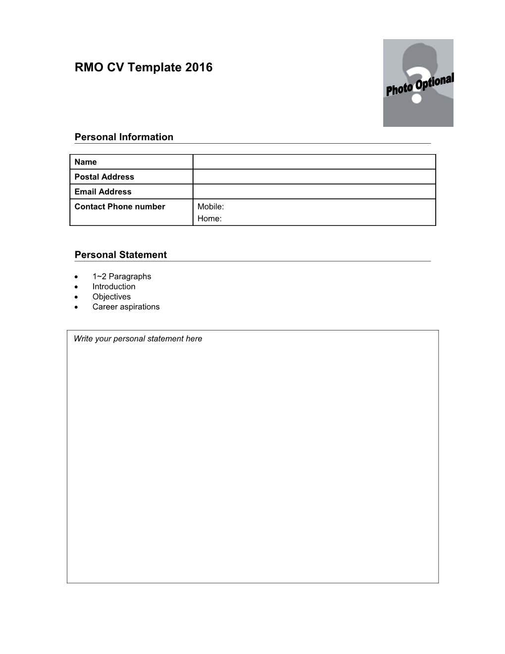 ACE CV Template