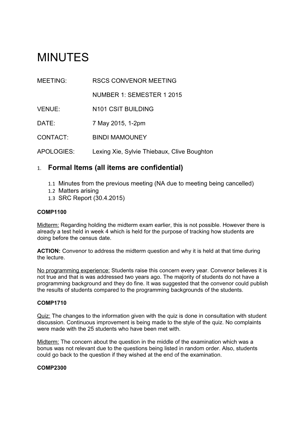 Meeting: Rscs Convenor Meeting