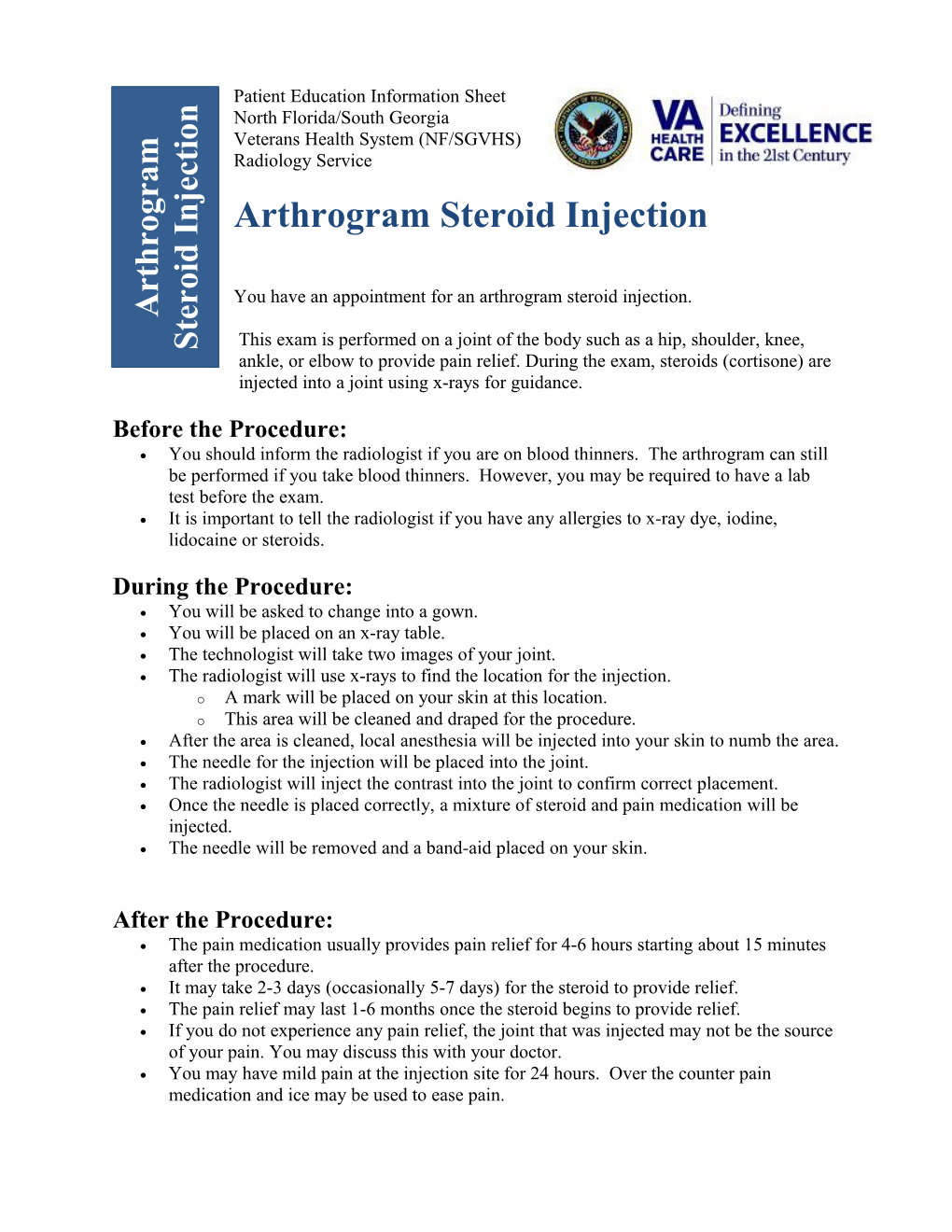 Arthrogram Steroid Injection