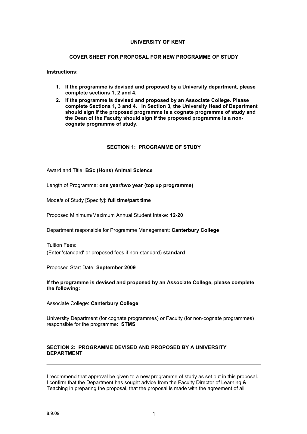 PROGRAMME SPECIFICATION Check Is Still Right Format