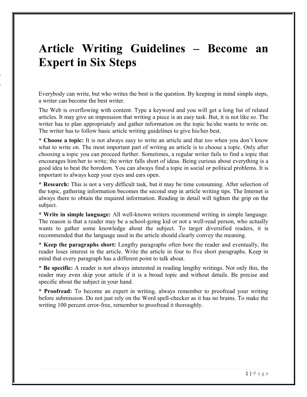 Article Writing Guidelines Become an Expert in Six Steps