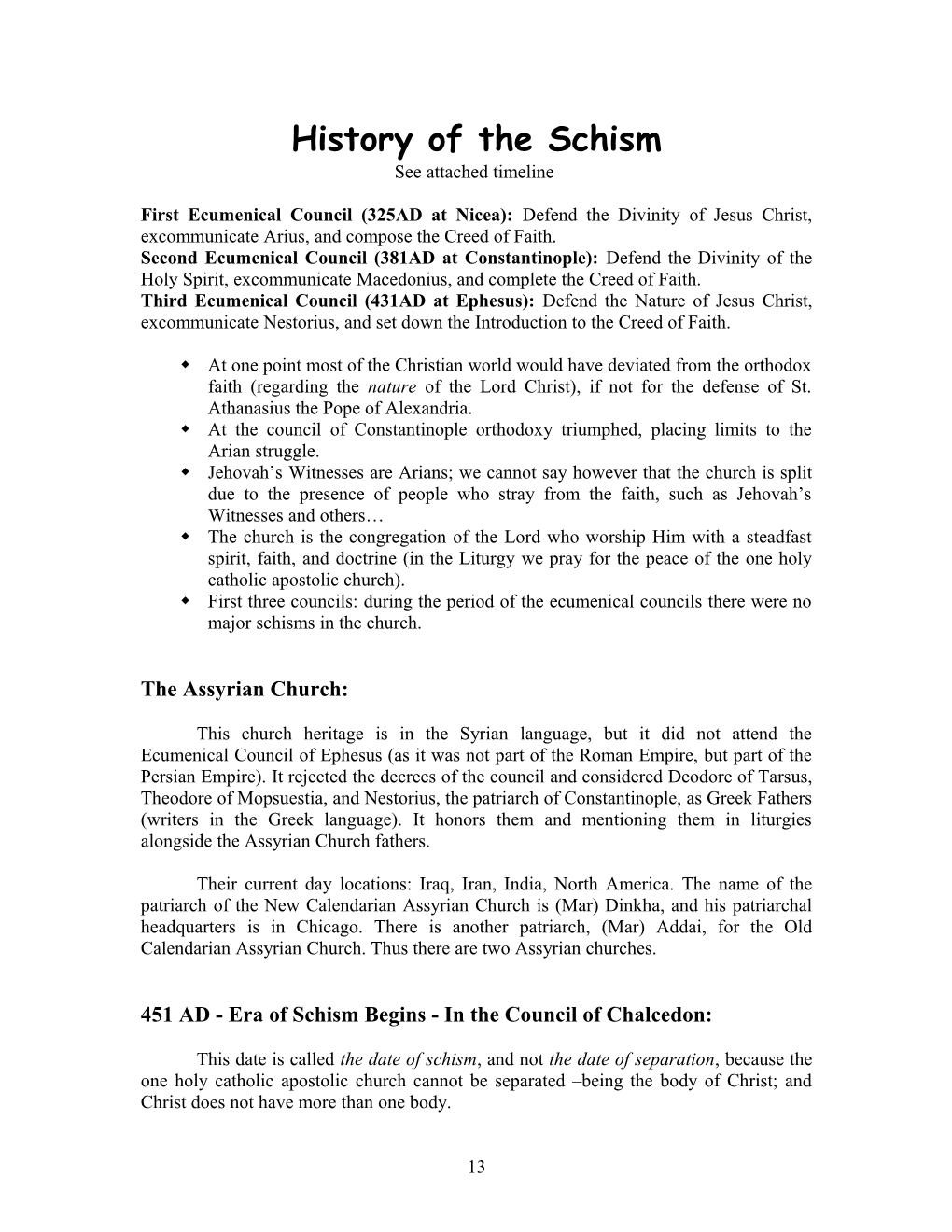 History of the Schism