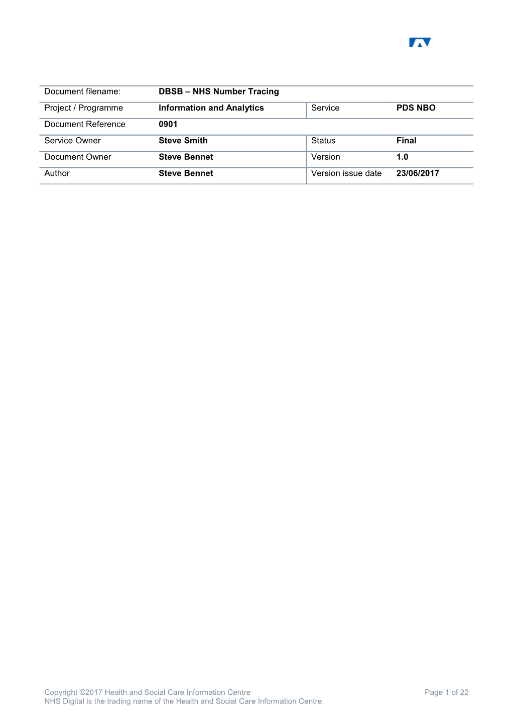 Demographics Batch Service Bureau (DBSB) - NHS Number Batch Tracing