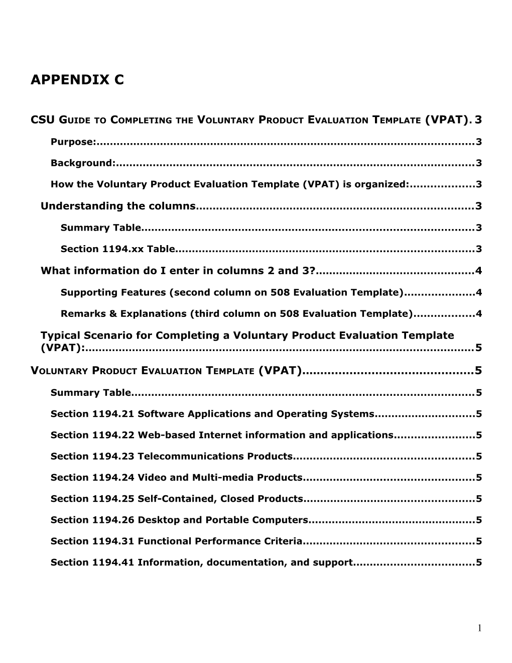 Section 508 Evaluation Template