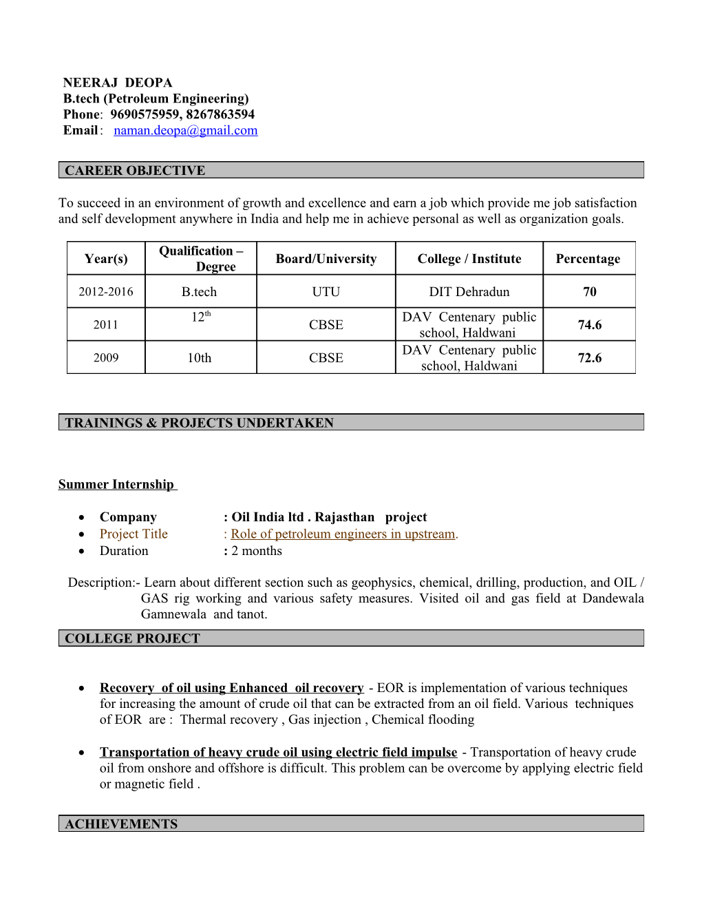 B.Tech (Petroleum Engineering)