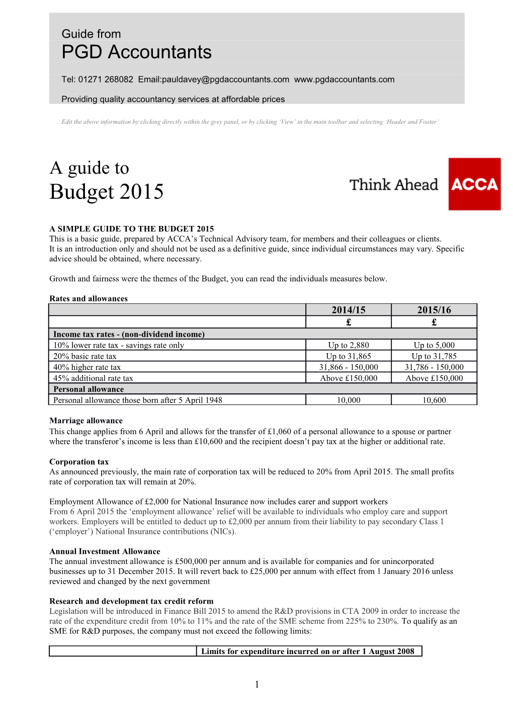 A Simple Guide to the Budget 2015