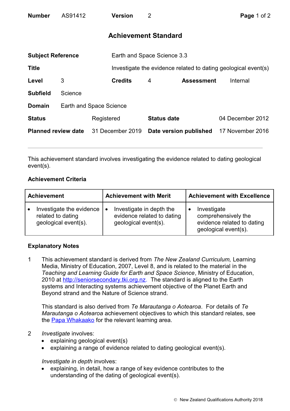 91412 Investigate the Evidence Related to Dating Geological Event(S)