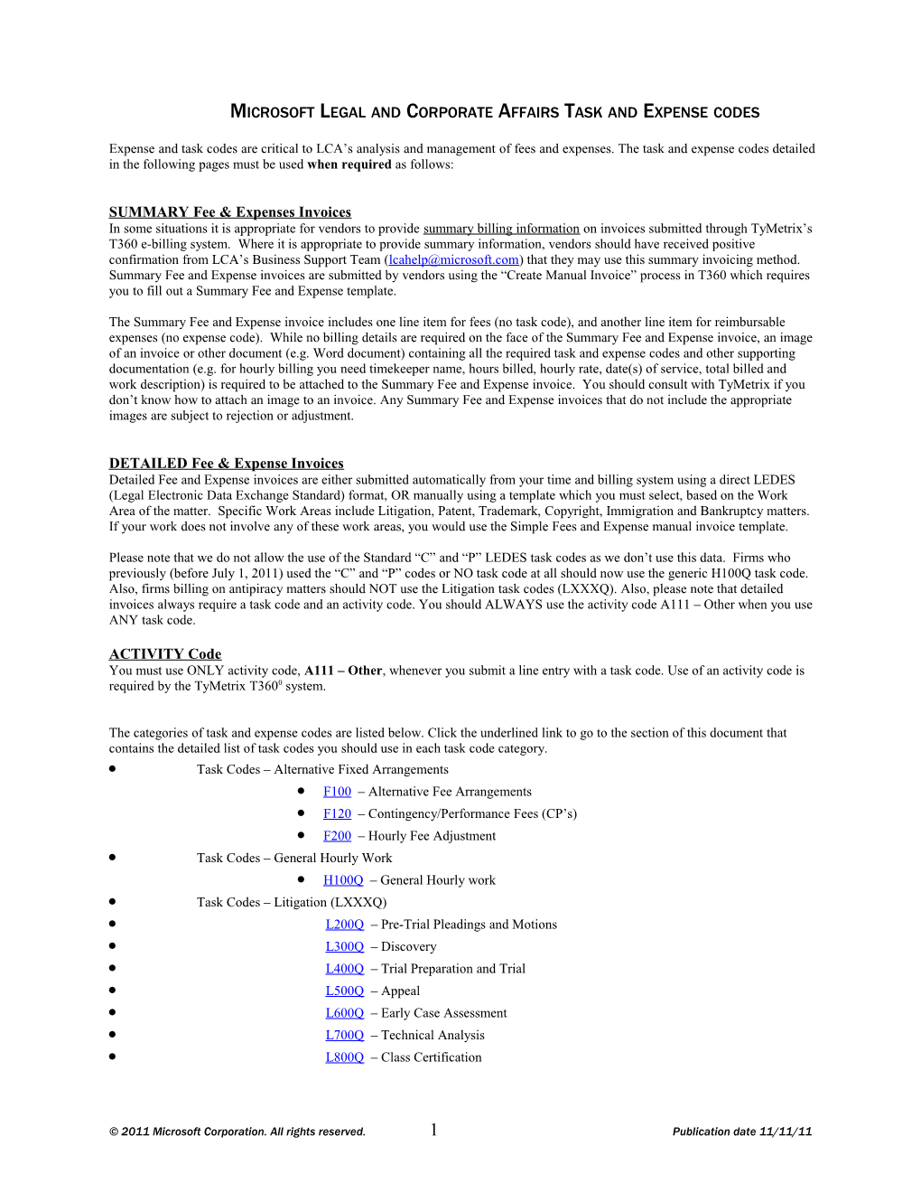 Policies for Providers to the Microsoft Legal and Corporate Affairs Department