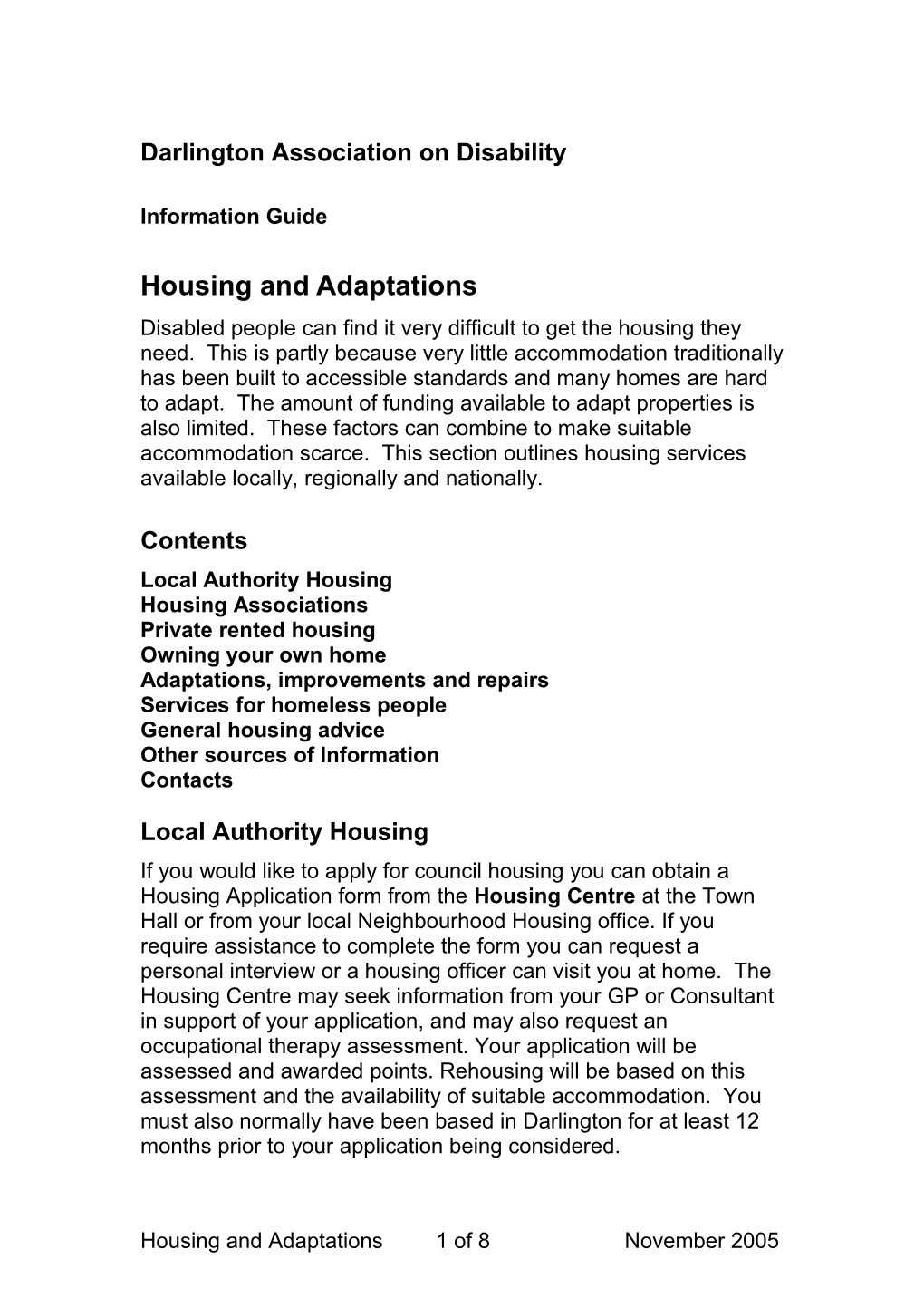 Housing and Adaptations