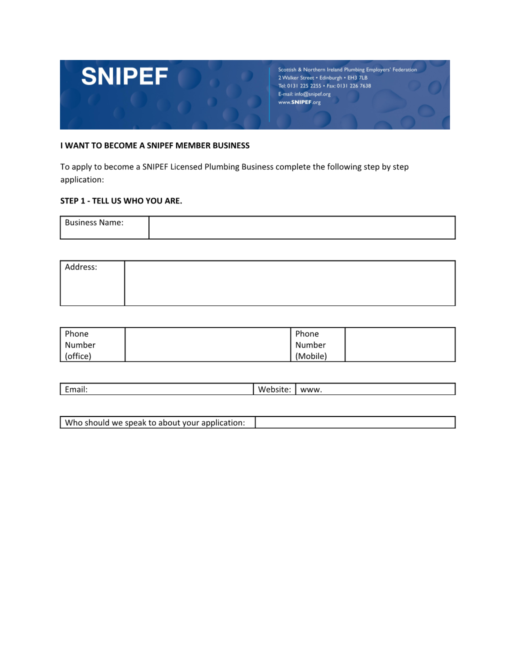 I Want to Become a Snipef Member Business