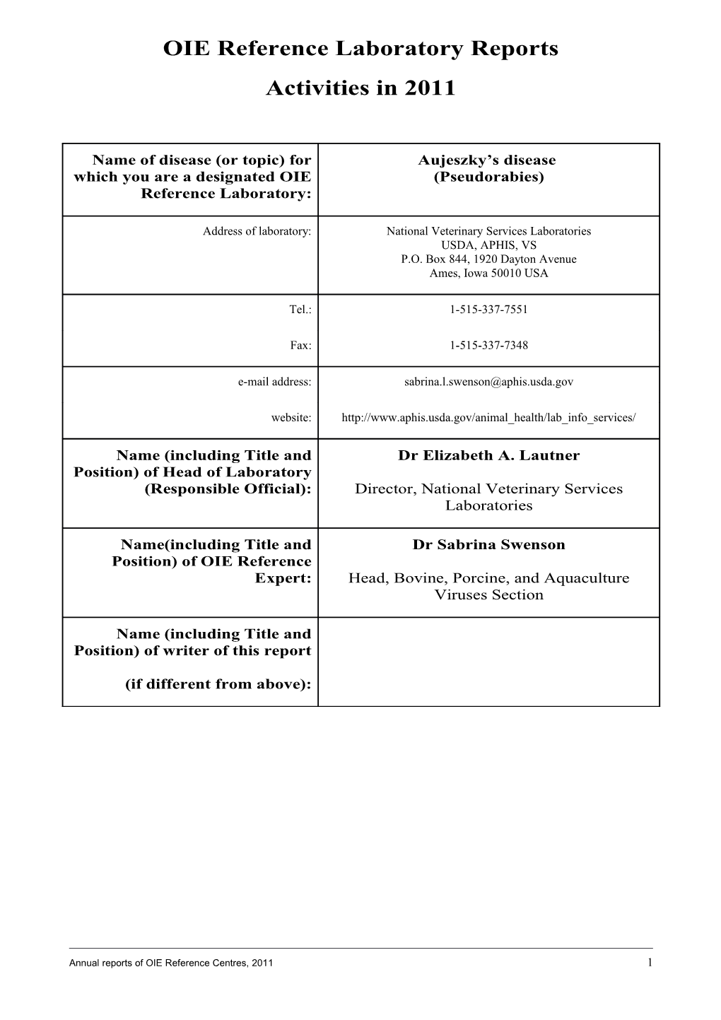 OIE Reference Laboratory Reports s22