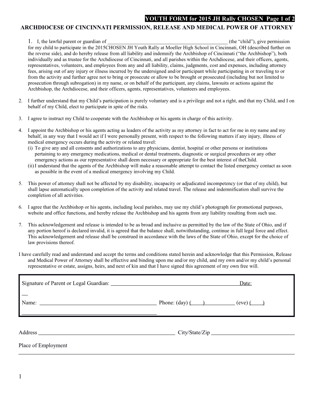 YOUTH FORM for 2015JH Rally CHOSEN Page 1 of 2