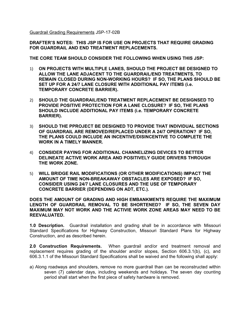 Guardrail Grading Requirements