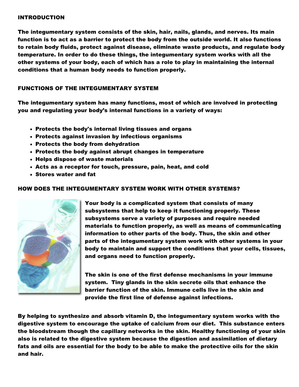 Functions of the Integumentary System