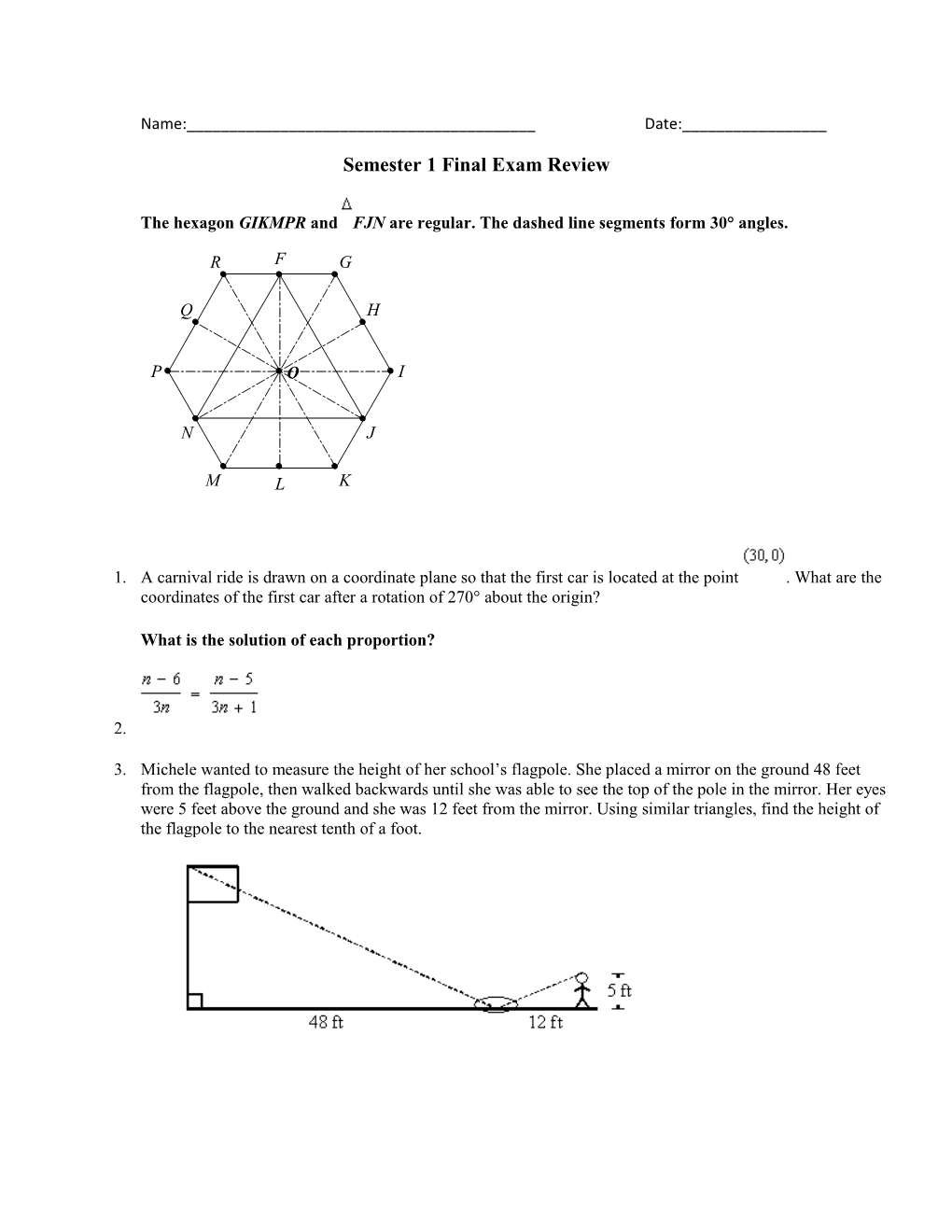 Semester 1 Final Exam Review