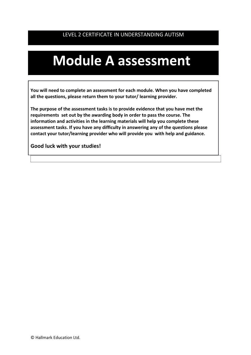 Module a Assessment