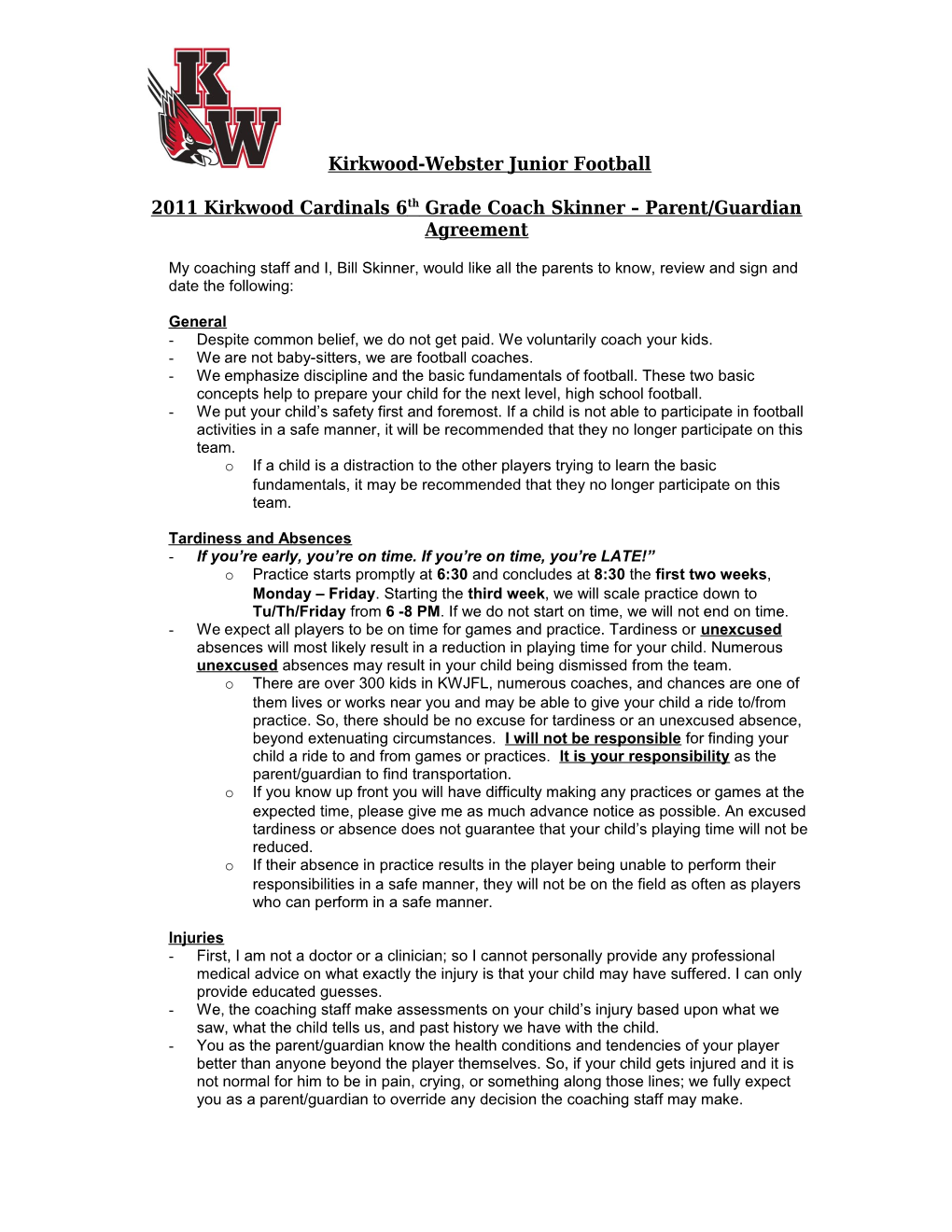 Kirkwood-Webster Junior Football