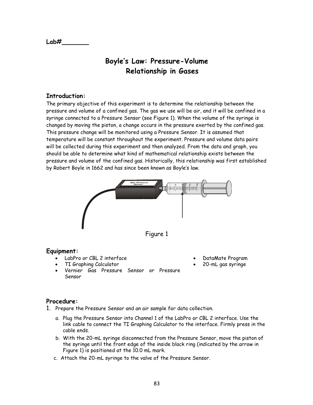 Boyle S Law: Pressure-Volumerelationship in Gases