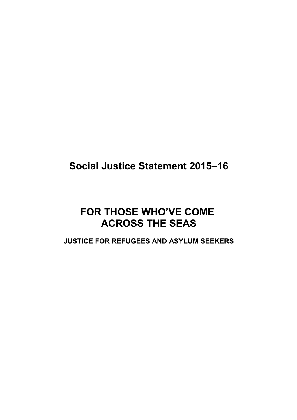 Social Justice Statement 2015 2016