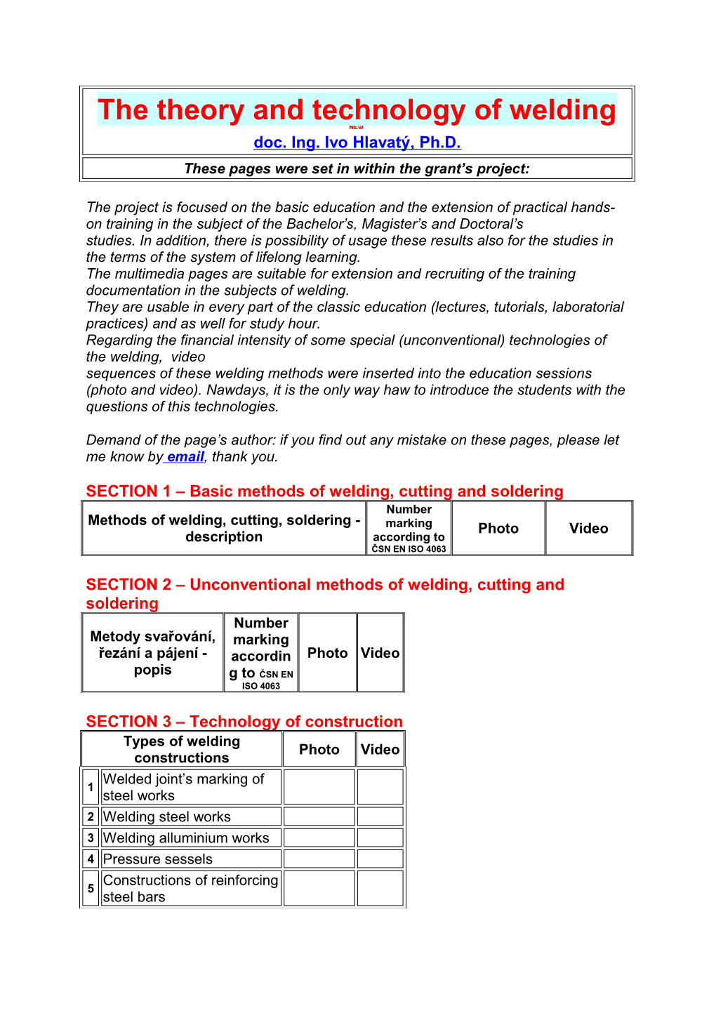 SECTION 1 Basic Methods of Welding, Cutting and Soldering