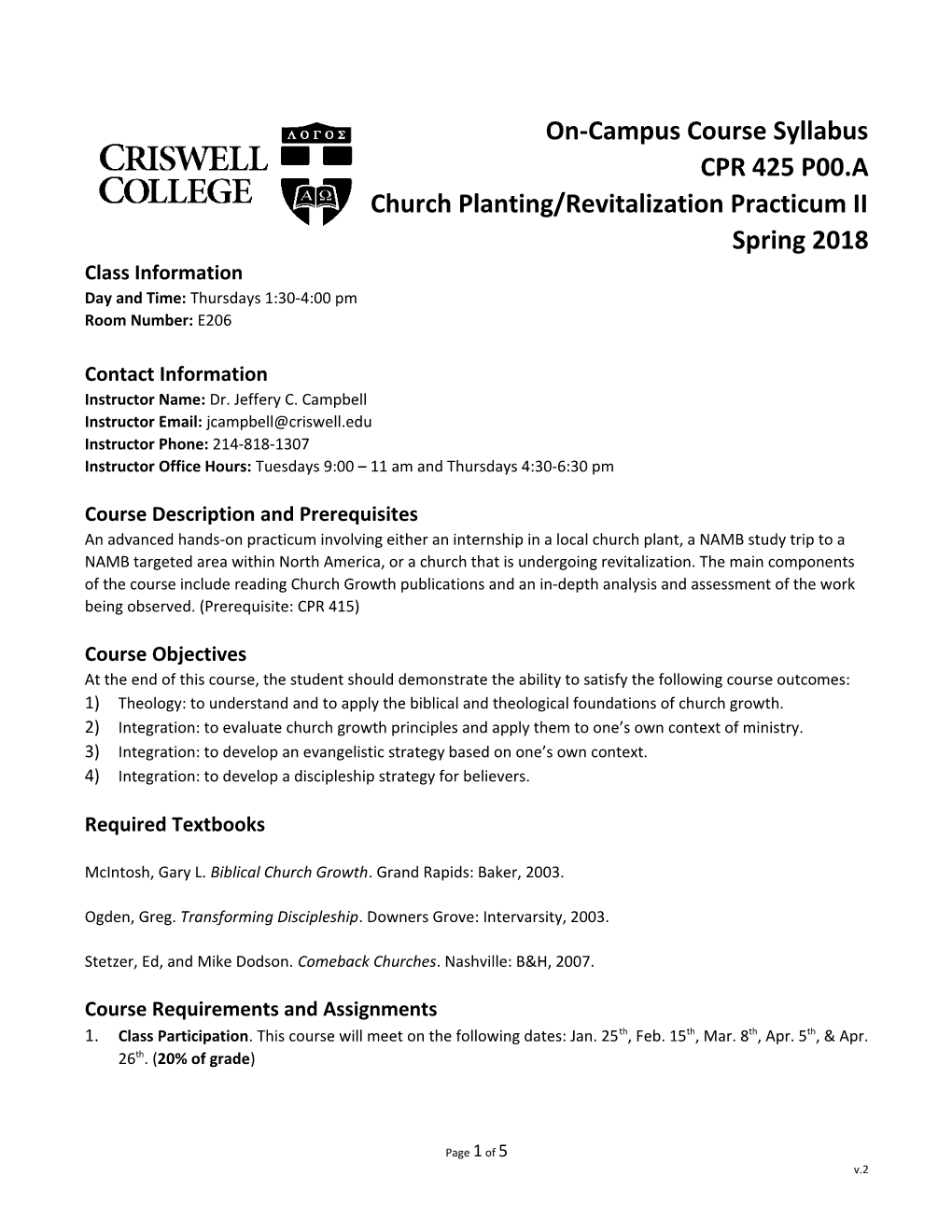 Church Planting/Revitalization Practicum II