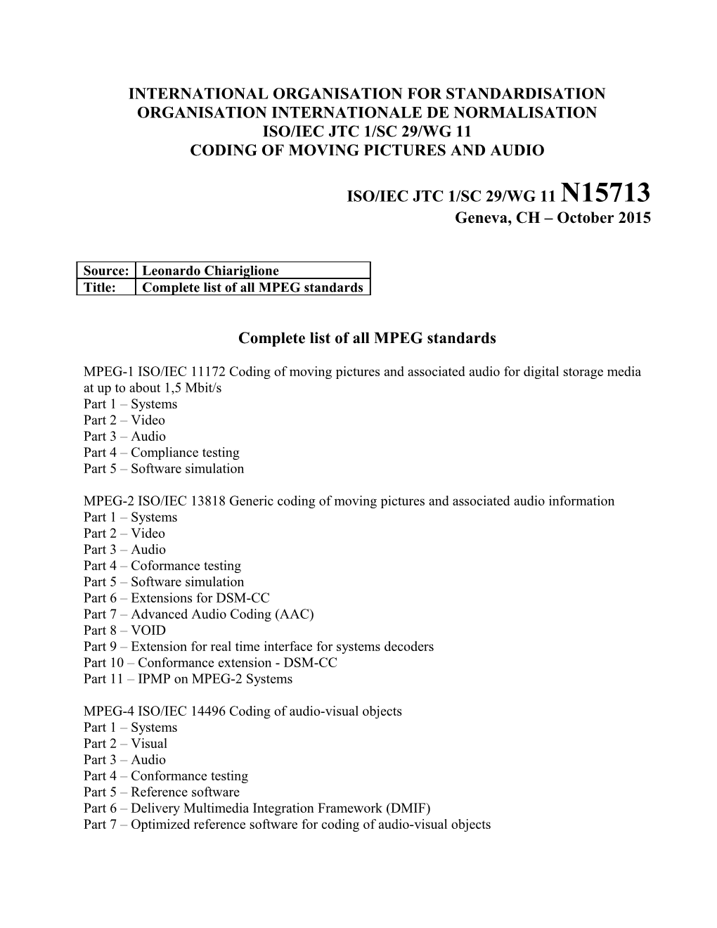 International Organisation for Standardisation s8