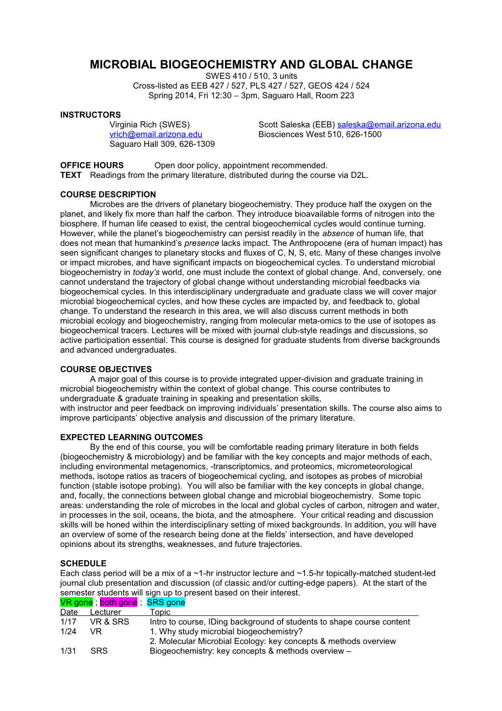 Microbial Biogeochemistry and Global Change