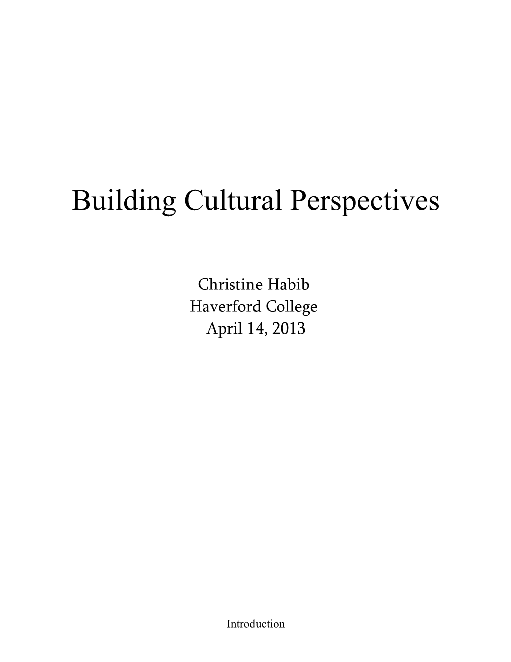 Building Cultural Perspectives