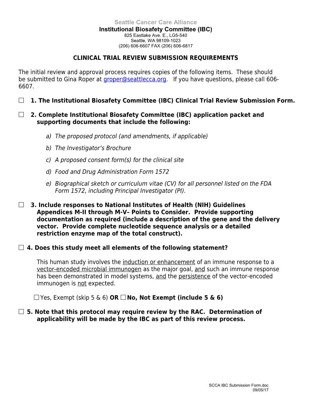 Clinical Trial Review Submission Requirements