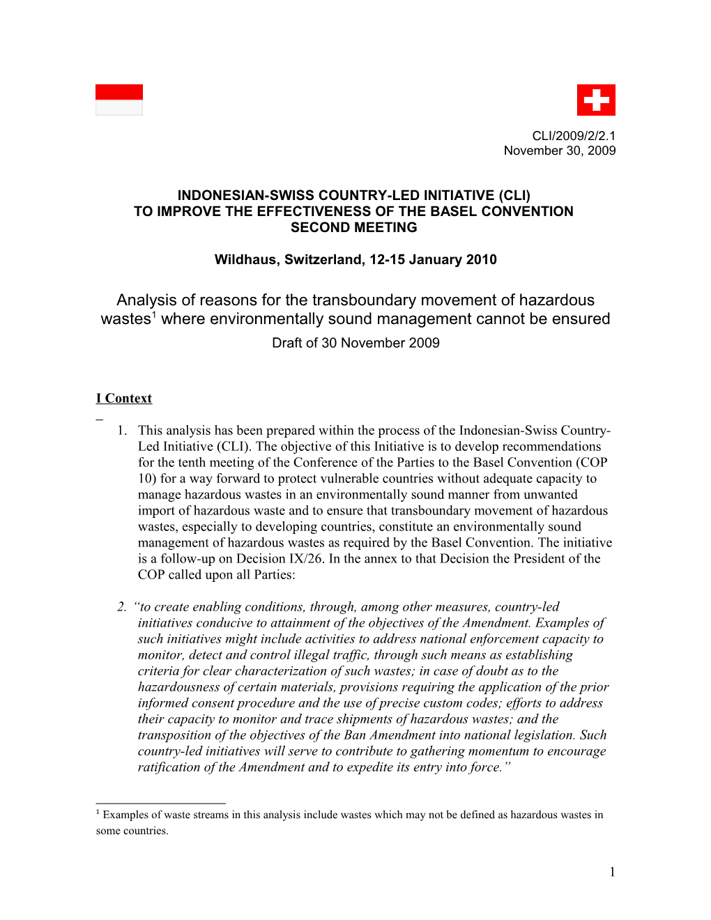 Indonesian-Swiss COUNTRY-LED INITIATIVE (CLI)