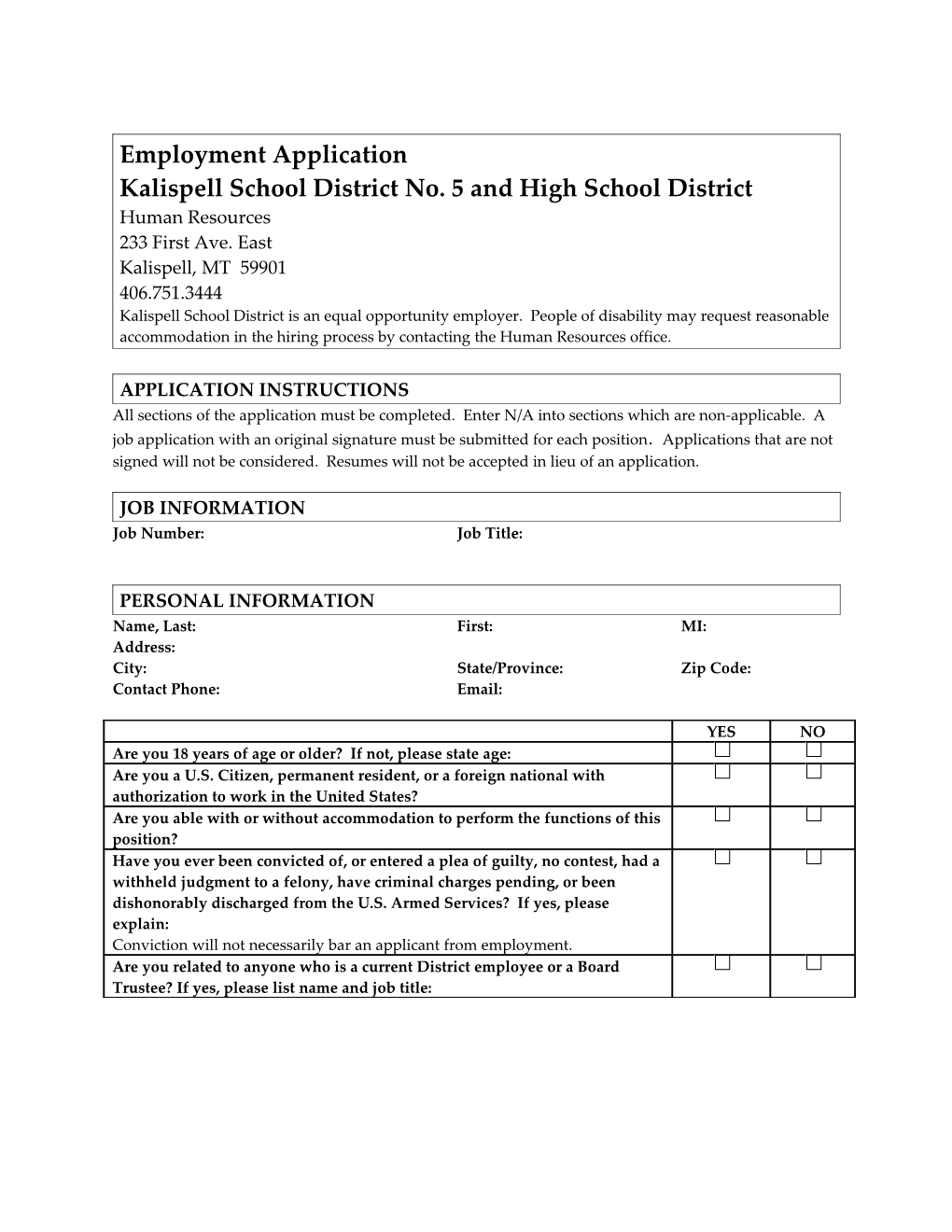 Kalispell School District No. 5 and High School District