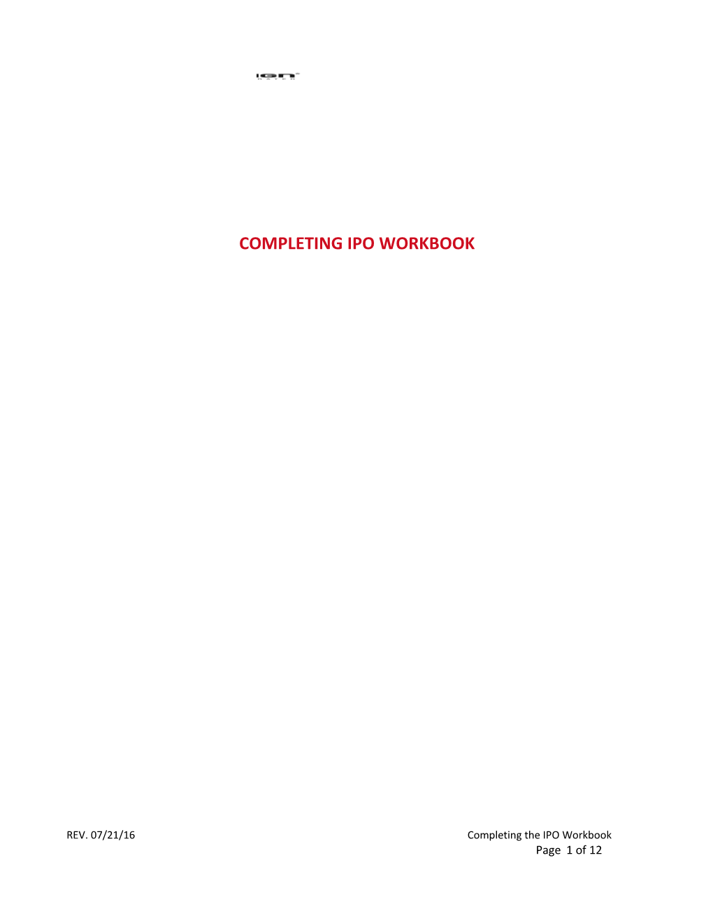 Completing the IPO Workbook