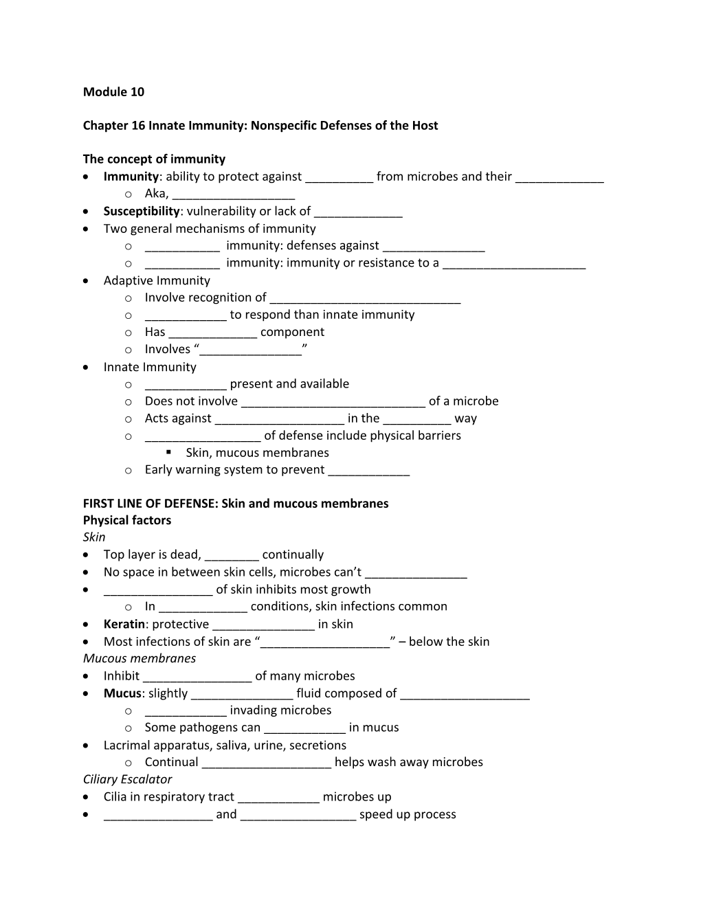 Chapter 16 Innate Immunity: Nonspecific Defenses of the Host s1