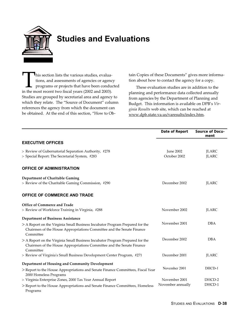 This Publication Describes the Governor'sproposed 1996-98 Biennial Budget for the Commonwealth