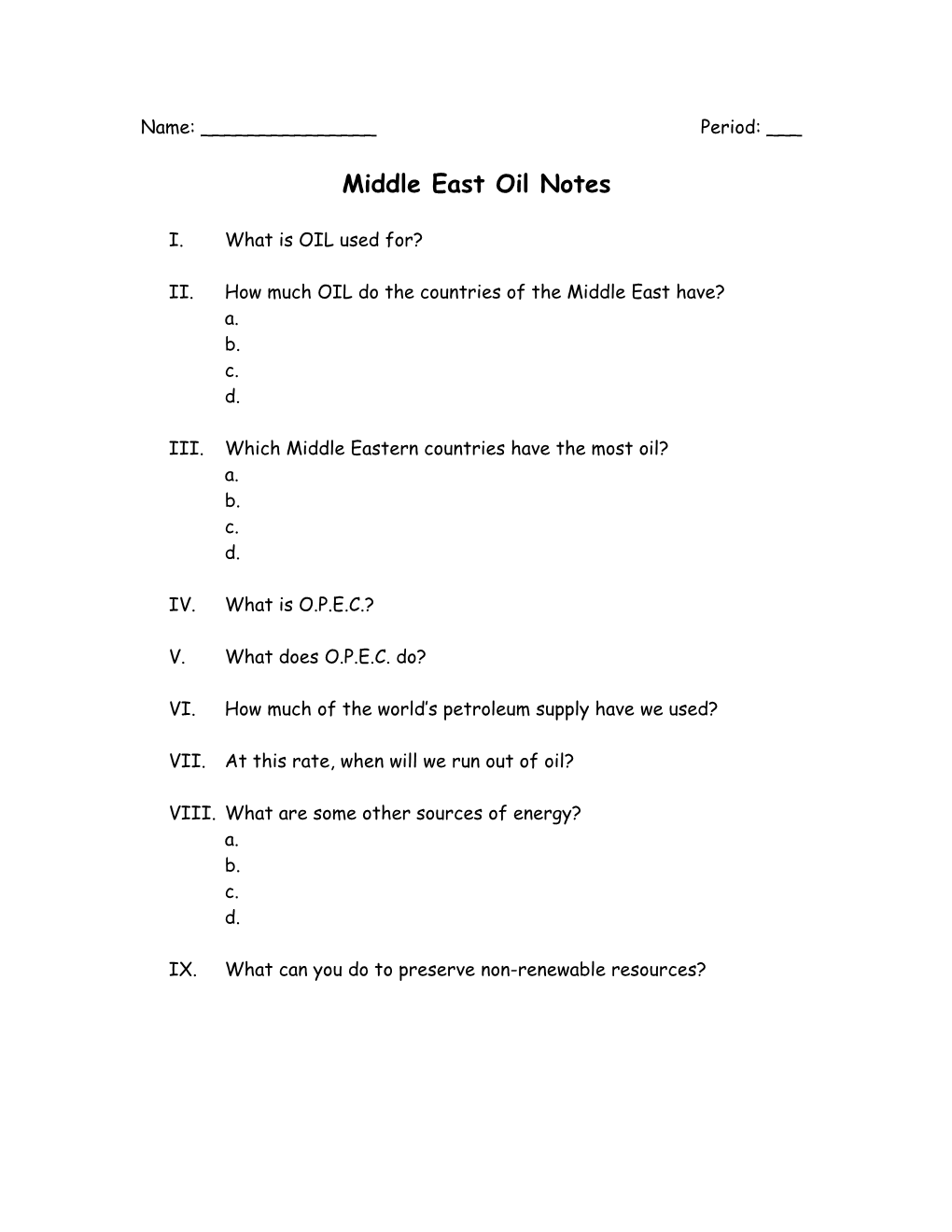 Middle East Oil Notes