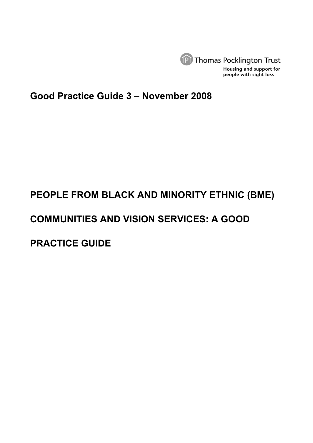 Good Practice Guide 3 November 2008